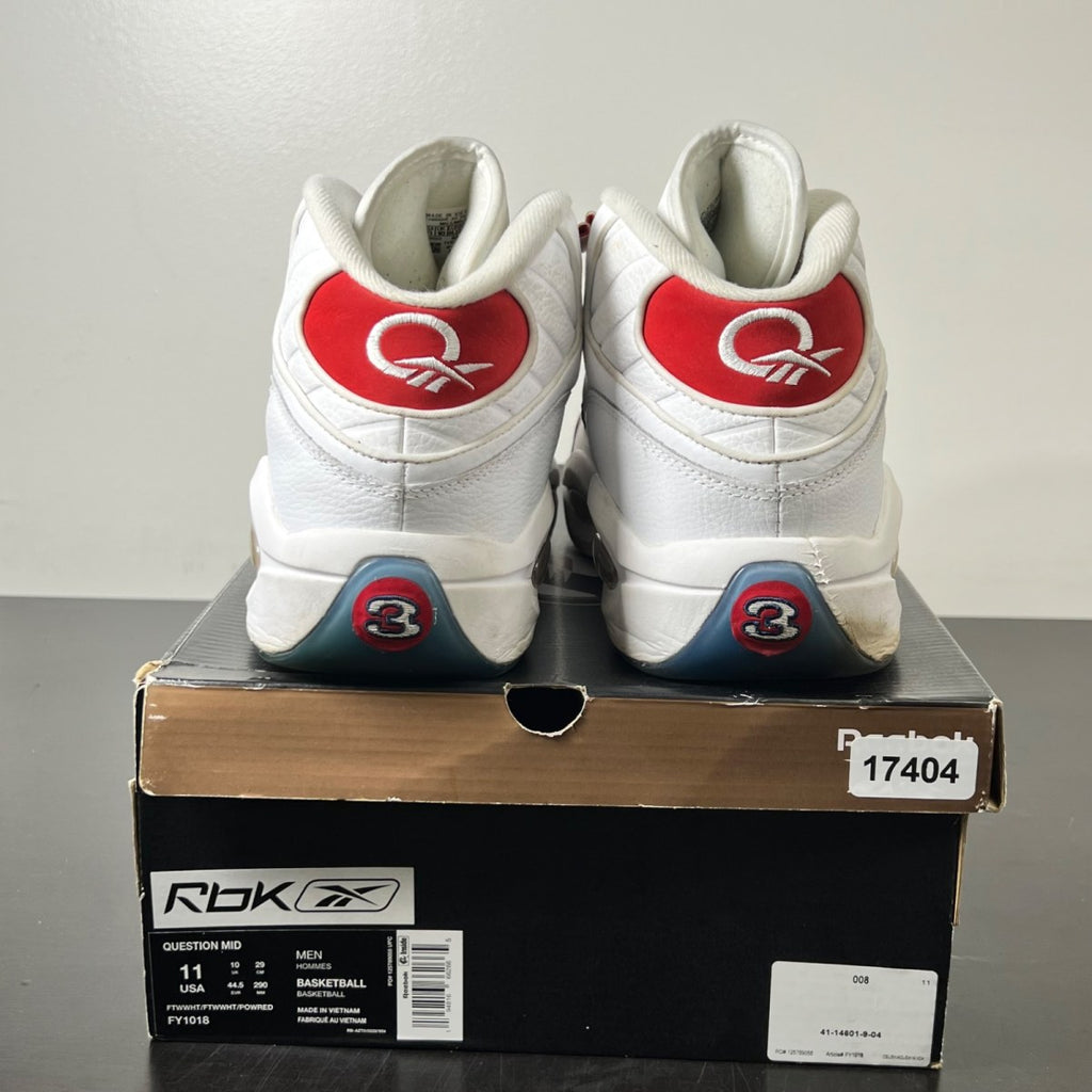 Reebok Question Mid Red Toe 25th Anniversary 11 (Moderately Worn Pre-Owned)ReebokWhite/White-Red - Image 5