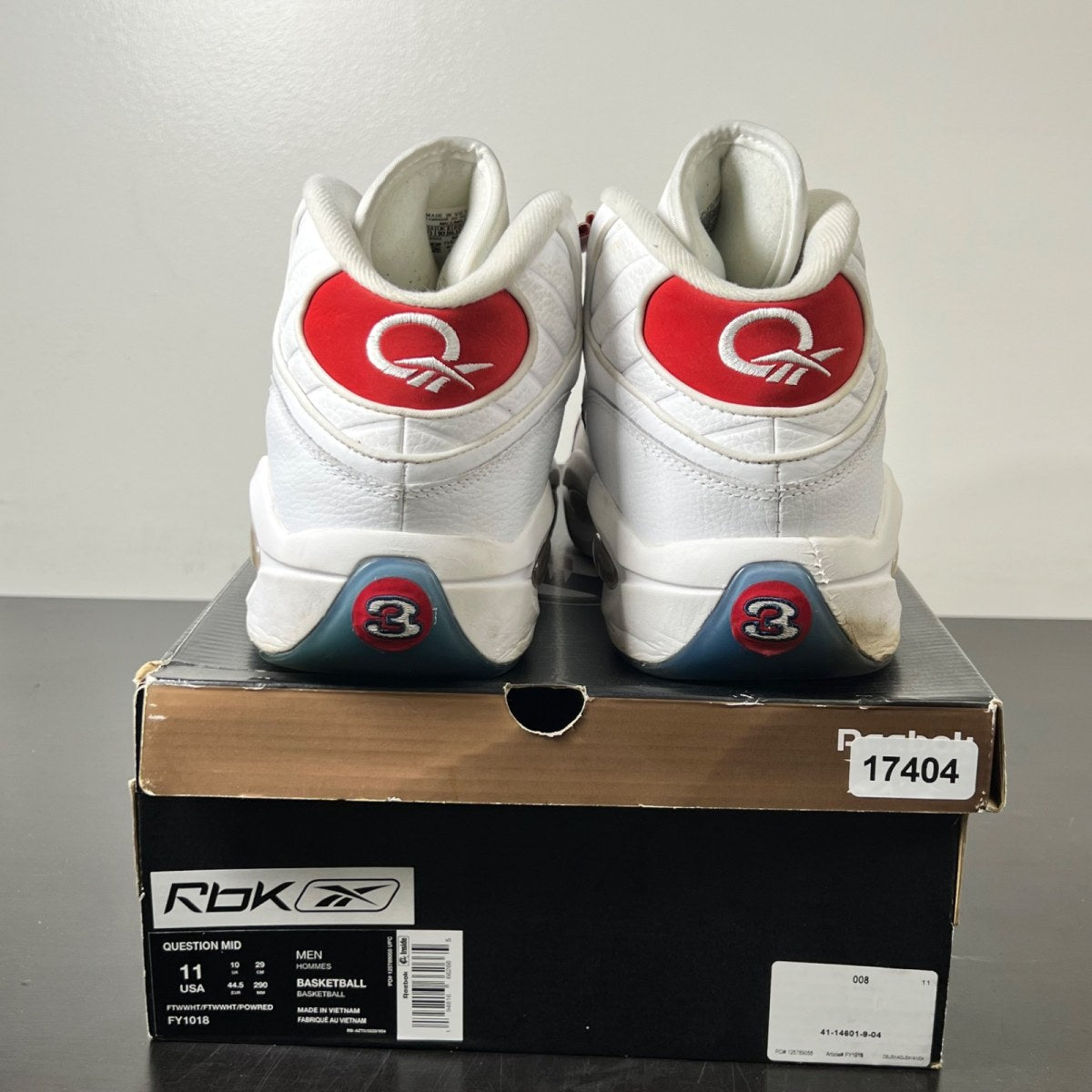 Reebok Question Mid Red Toe 25th Anniversary 11 (Moderately Worn Pre-Owned)ReebokWhite/White-Red - Image 5