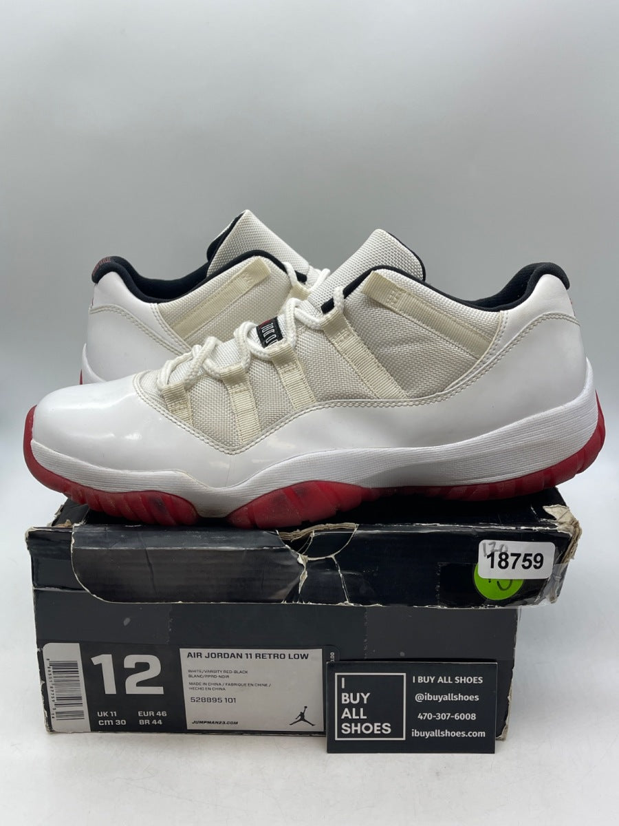 Jordan 11 Retro Low White Red (2012) 12 (Heavily Worn Pre-Owned) - Image 1