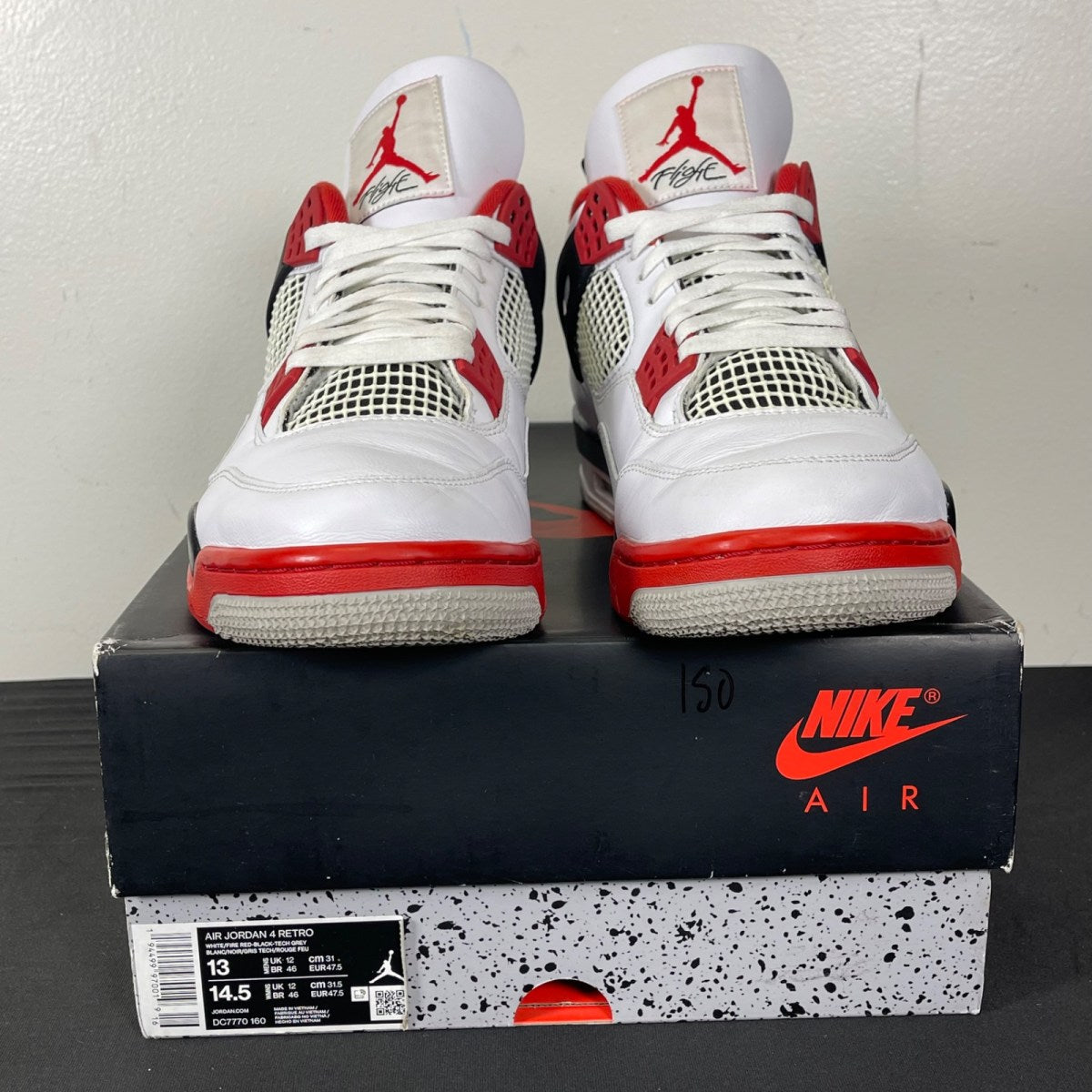 Jordan 4 Retro Fire Red (2020) 13 (Moderately Worn Pre-Owned)JordanWhite/Black-Tech Grey-Fire Red - Image 2