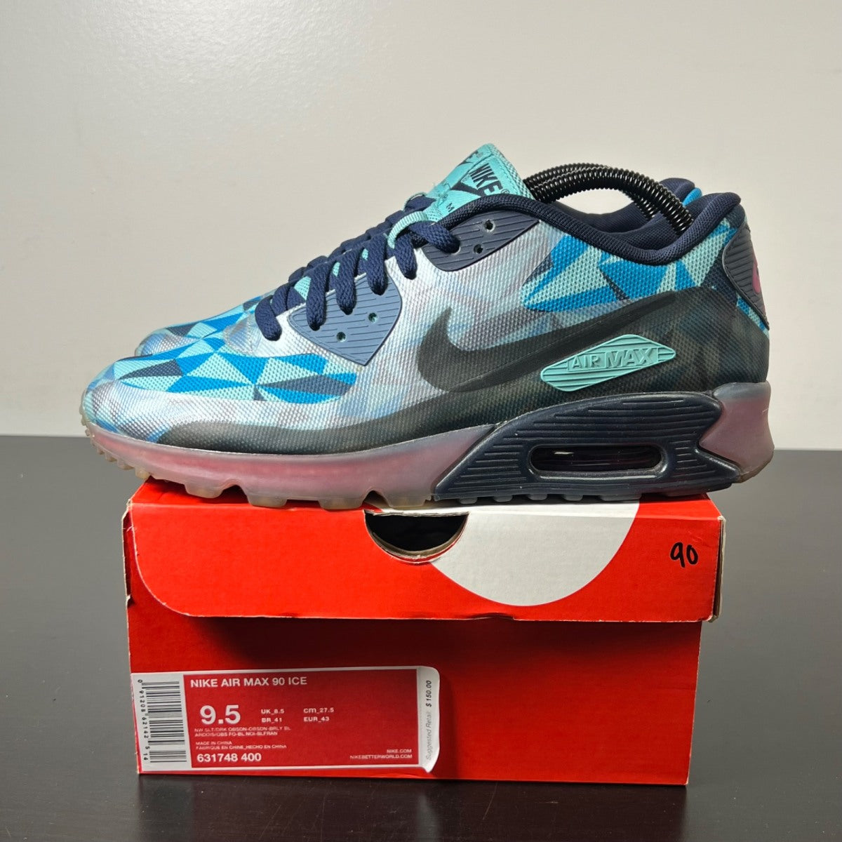 Nike Air Max 90 Ice New Slate 9.5 (Lightly Worn Pre-Owned)NikeNew Slate/Dark Obsidian/Barely Blue - Image 3