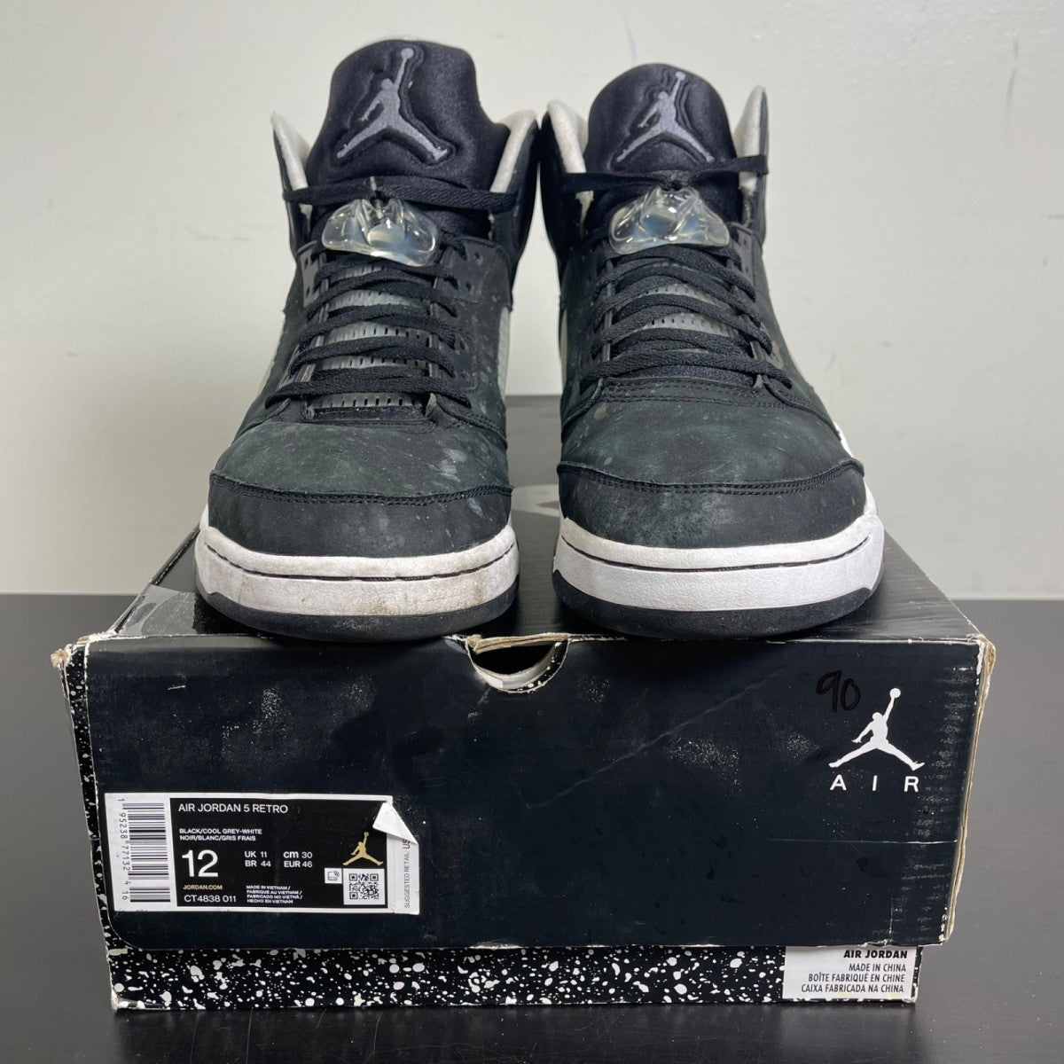 Jordan 5 Retro Moonlight (2021) 12 (Moderately Worn Pre-Owned)JordanBlack/Cool Grey-White - Image 2