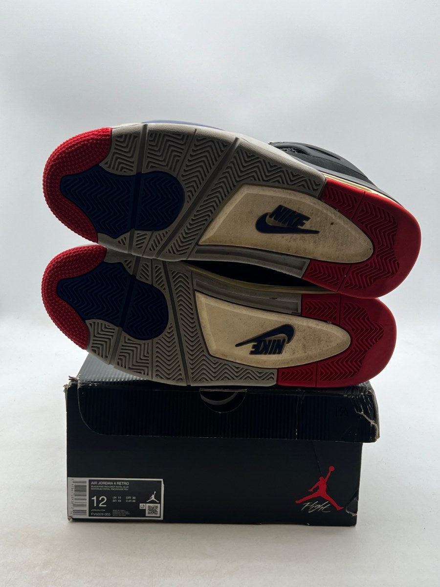 Jordan 4 Retro Rare Air (White Lettering) 12 (Moderately Worn Pre-Owned)JordanBlack/Fire Red/Deep Royal Blue/Dark Smoke Grey/Tech Grey - Image 8