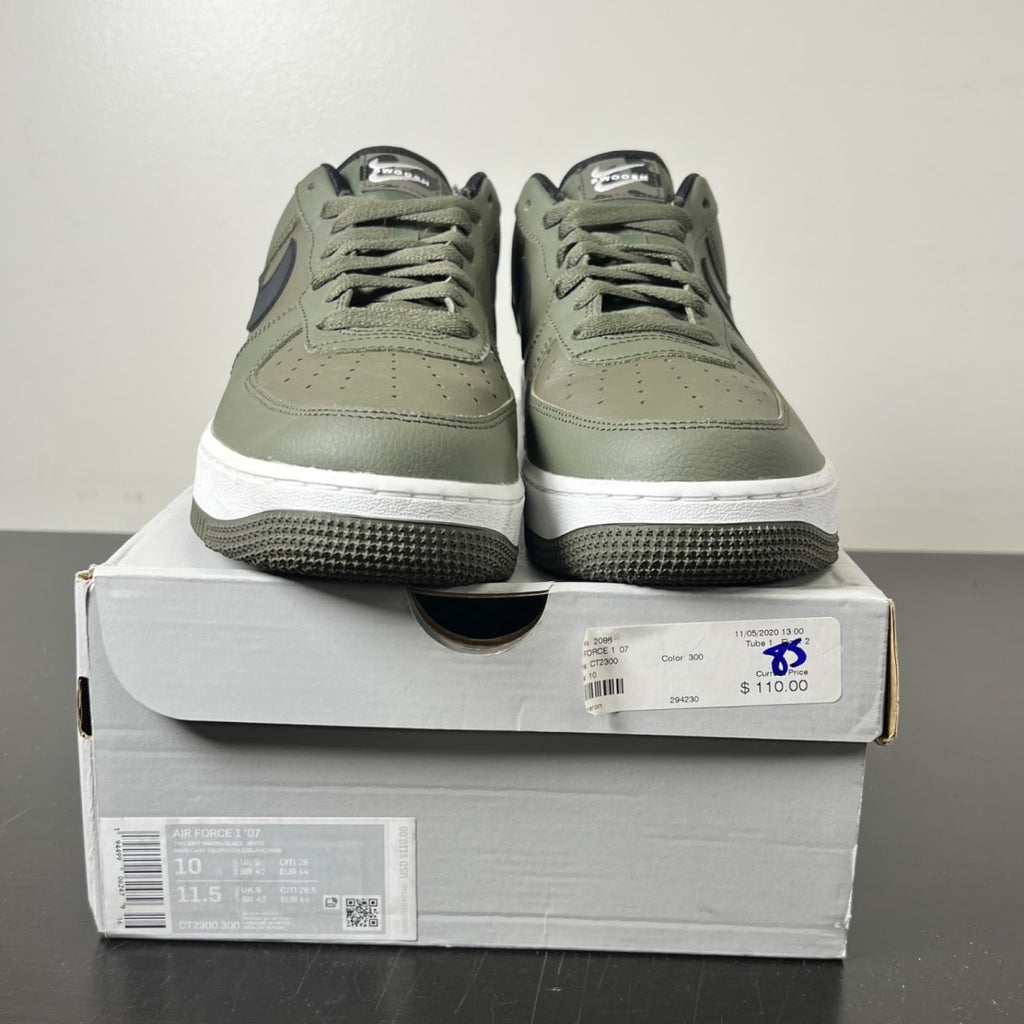 Nike Air Force 1 Low '07 Olive Black Double Swoosh 10 (Lightly Worn Pre-Owned)NikeOlive/Black-White - Image 2