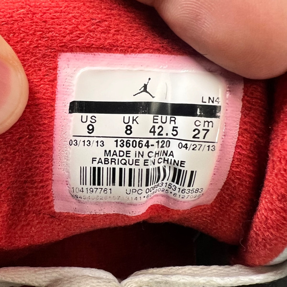 Jordan 3 Retro Fire Red (2013) 9 (Heavily Worn Pre-Owned)JordanWhite/Fire Red-Neutral Grey-Black - Image 6