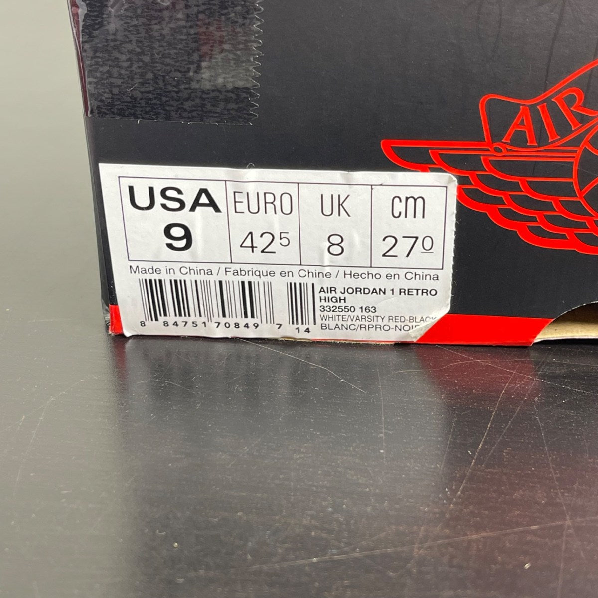 Jordan 1 Retro Chicago (2013) 9 (Moderately Worn Pre-Owned)JordanWhite/Varsity Red-Black - Image 7