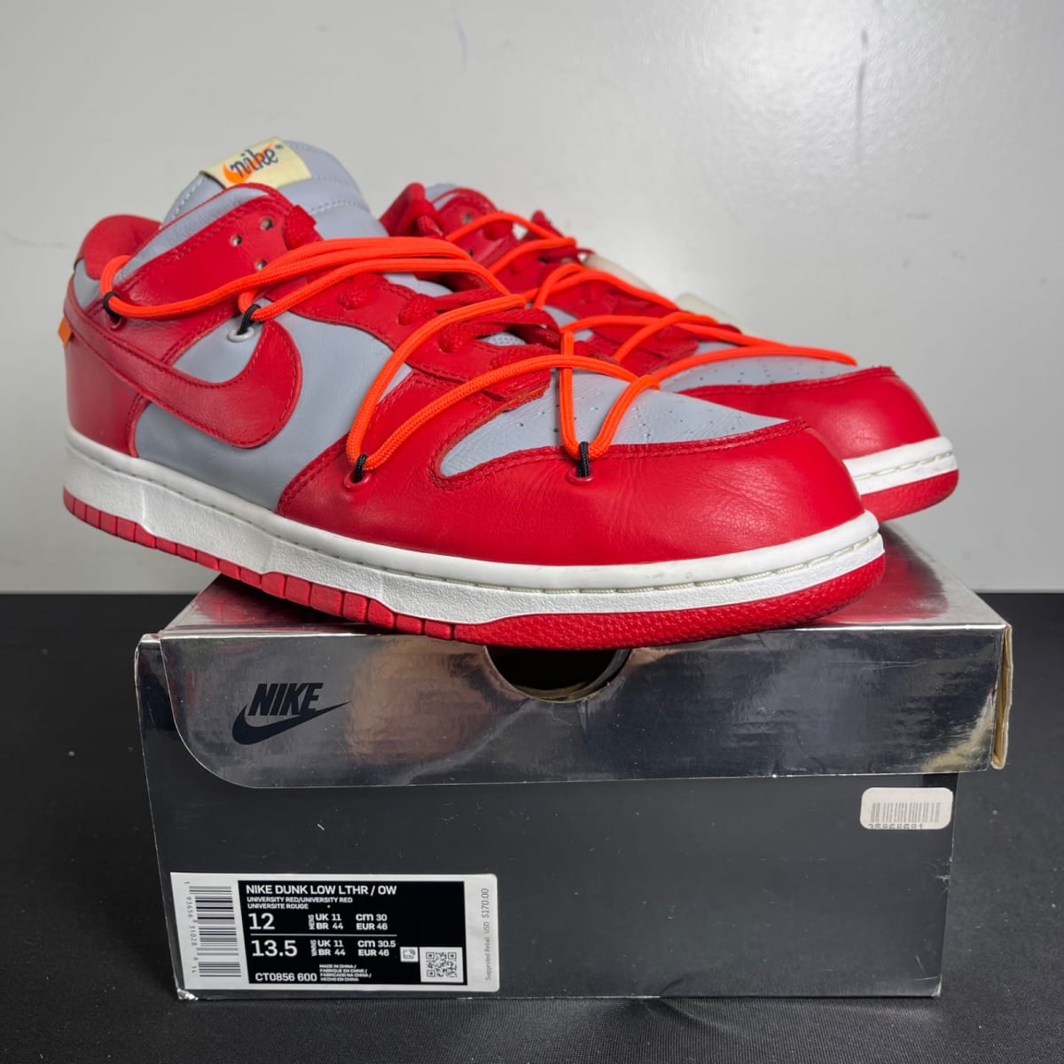 Nike Dunk Low Off-White University Red (Size 12) - aux