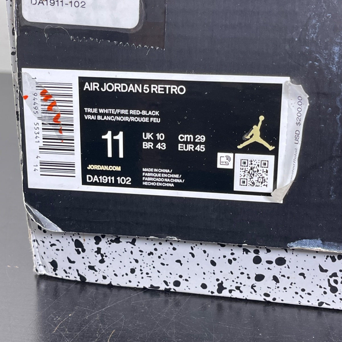 Jordan 5 Retro Fire Red Silver Tongue (2020) 11 (Moderately Worn Pre-Owned)JordanWhite/Black-Metallic Silver-Fire Red - Image 7