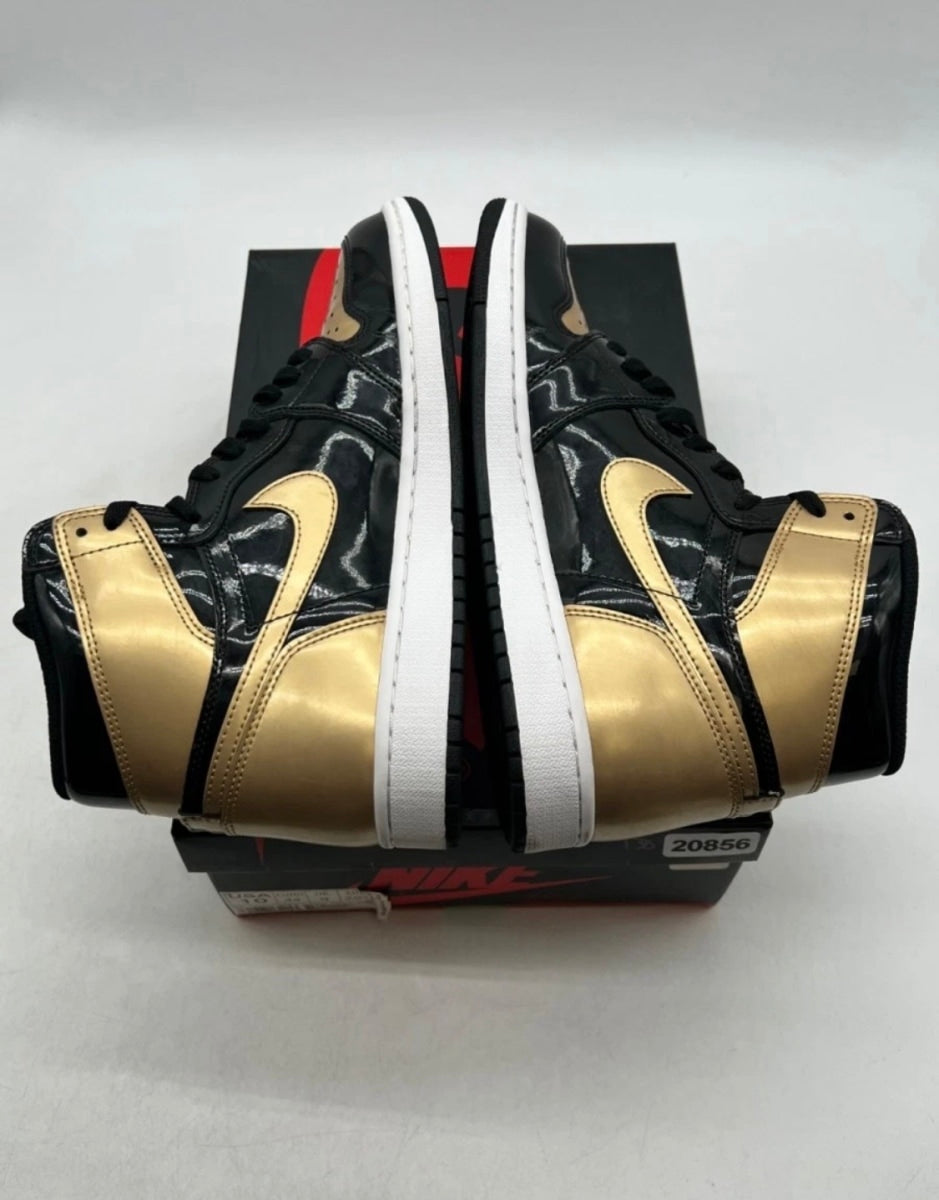 Jordan 1 Retro High NRG Patent Gold Toe 10 (Moderately Worn Pre-Owned)JordanBlack/Metallic Gold-Summit White - Image 7