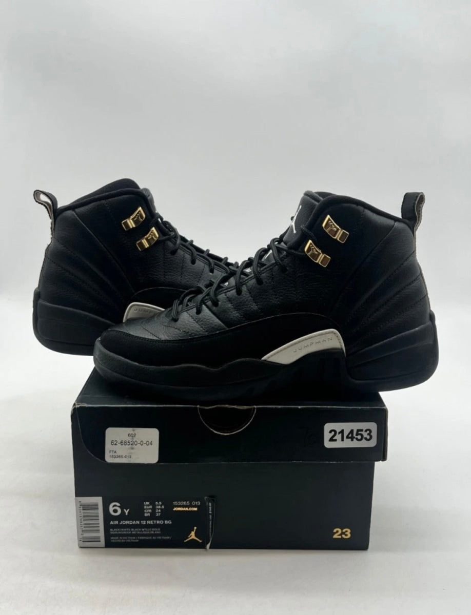 Jordan 12 Retro The Master (GS) 6Y (Moderately Worn Pre-Owned)JordanBlack/Rattan-White-Metallic Gold - Image 1