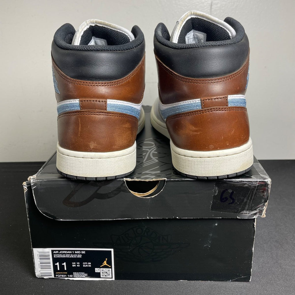 Jordan 1 Mid SE Brown Blue Grey (Size 11) - aux