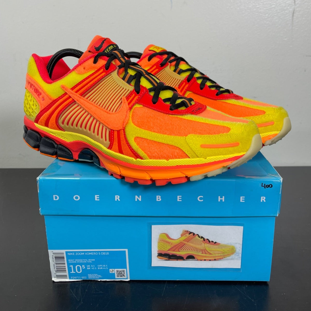 Nike Zoom Vomero 5 Doernbecher 10.5 (Moderately Worn Pre-Owned)NikeBright Crimson/Total Orange/Yellow Strike - Image 1