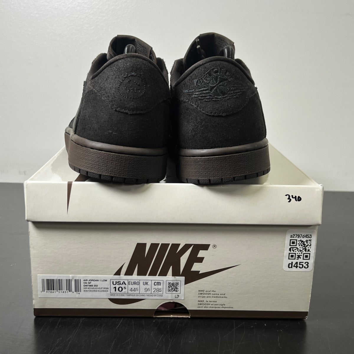 Jordan 1 Retro Low OG SP Travis Scott Velvet Brown 10.5 (Lightly Worn Pre-Owned)JordanDark Mocha/Black/Velvet Brown - Image 4