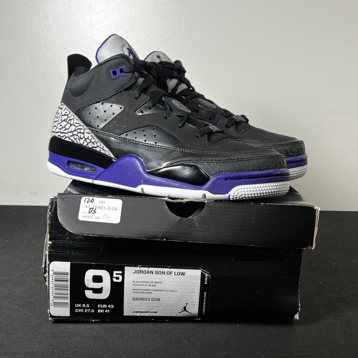 Jordan Son of Mars Low Black Grape 9.5 (New Pre-Owned)JordanBlack/Grape Ice-White - Image 1