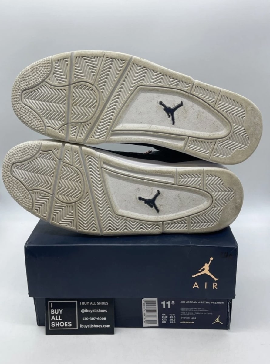 Jordan 4 Retro Obsidian 11.5 (Moderately Worn Pre-Owned)JordanObsidian/Obsidian-White - Image 7