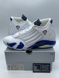 Jordan 14 Retro White Hyper Royal 8 (Moderately Worn Pre-Owned) - Image 1