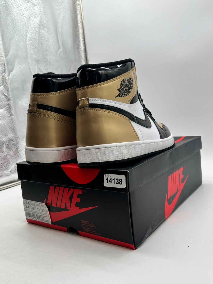 Jordan 1 Retro High NRG Patent Gold Toe 14 (Lightly Worn Pre-Owned)JordanBlack/Metallic Gold-Summit White - Image 3