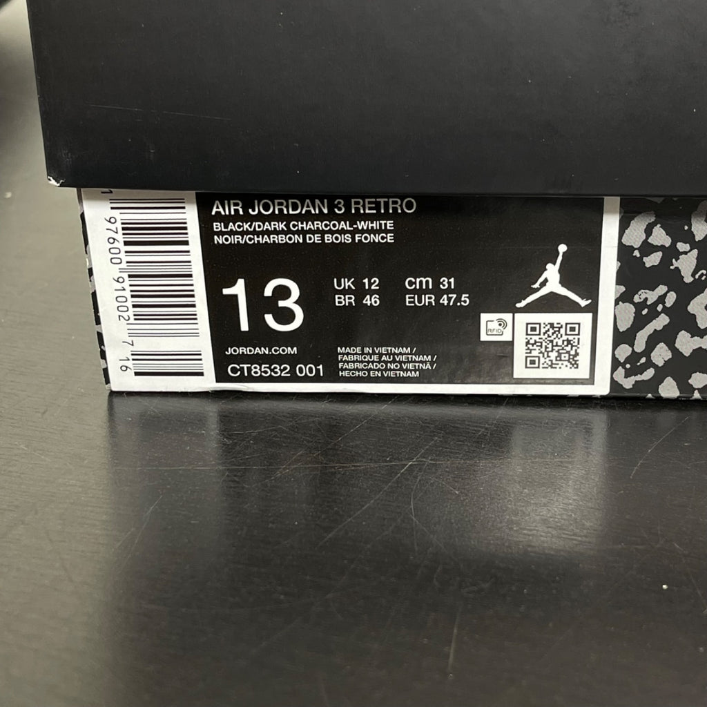 Jordan 3 Retro Black Cat (2025) 13 (Moderately Worn Pre-Owned)JordanBlack/Dark Charcoal/Black - Image 7