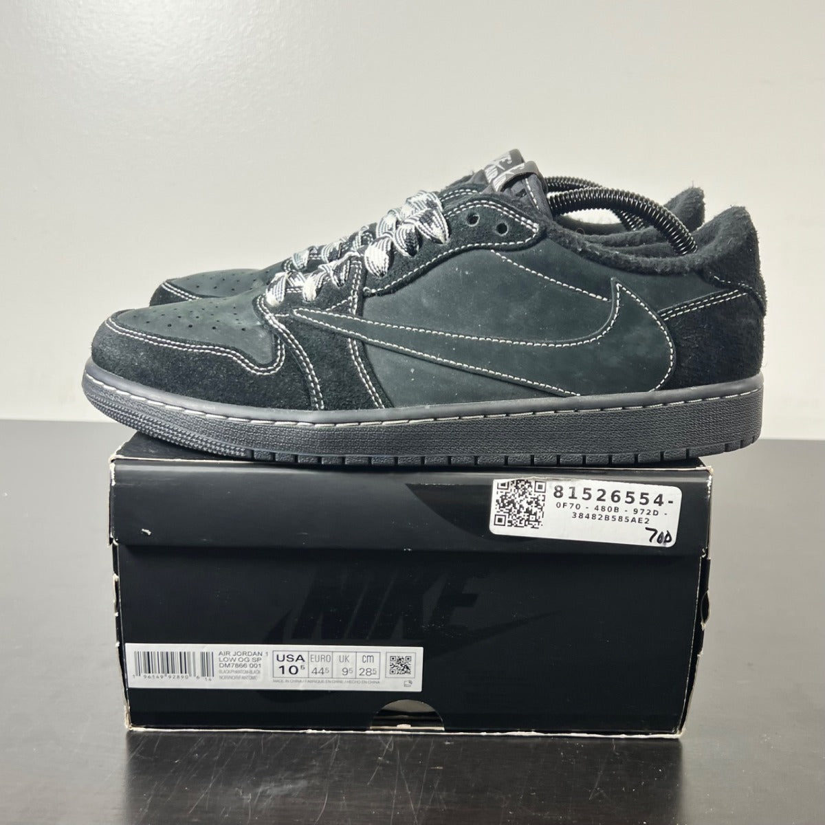 Jordan 1 Retro Low OG SP Travis Scott Black Phantom 10.5 (Lightly Worn Pre-Owned)JordanBlack/Phantom-Ale Brown-Racer Blue-Team Orange - Image 3