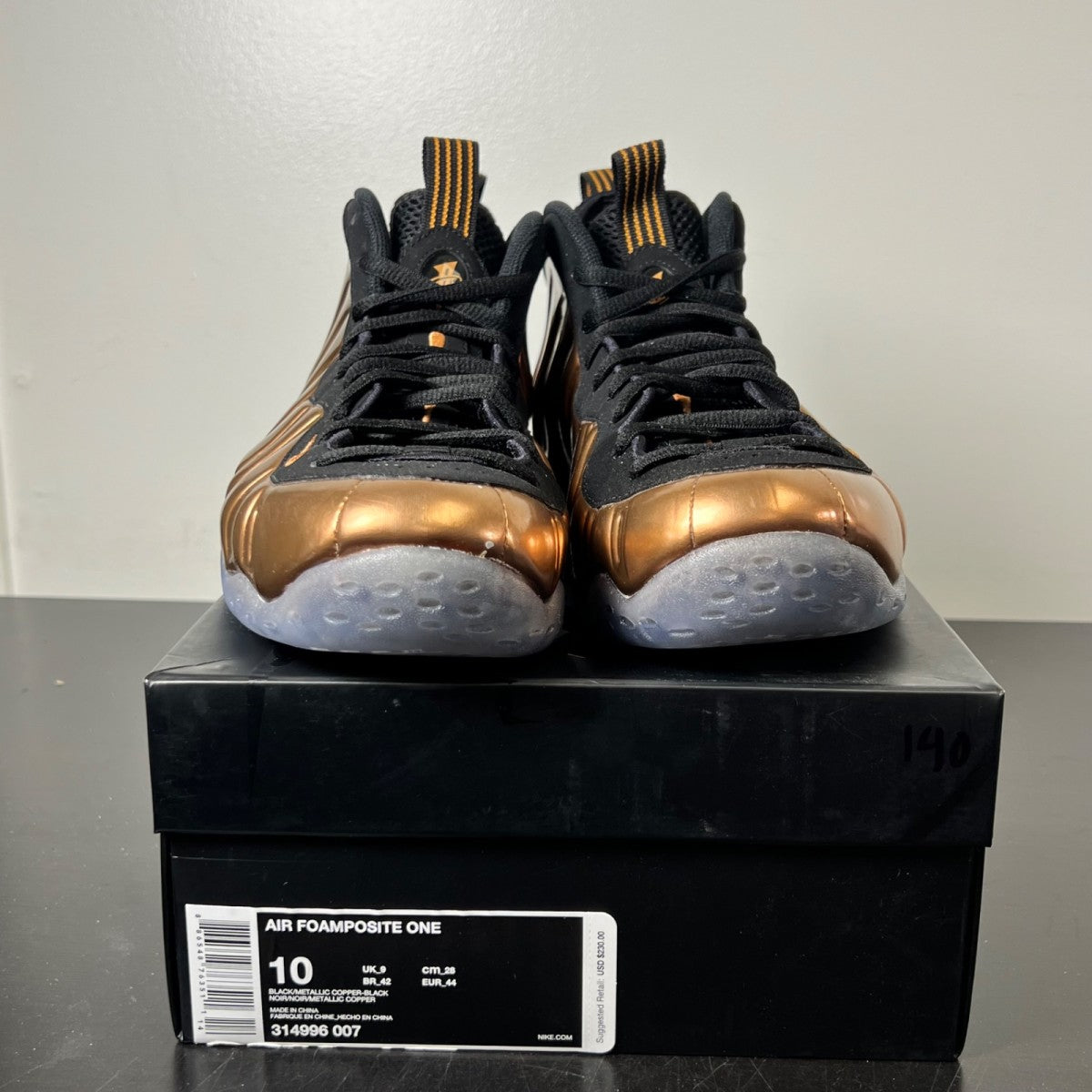 Nike Air Foamposite One Copper (2017) 10 (Lightly Worn Pre-Owned)NikeMetallic Copper/Metallic Copper-Black - Image 2