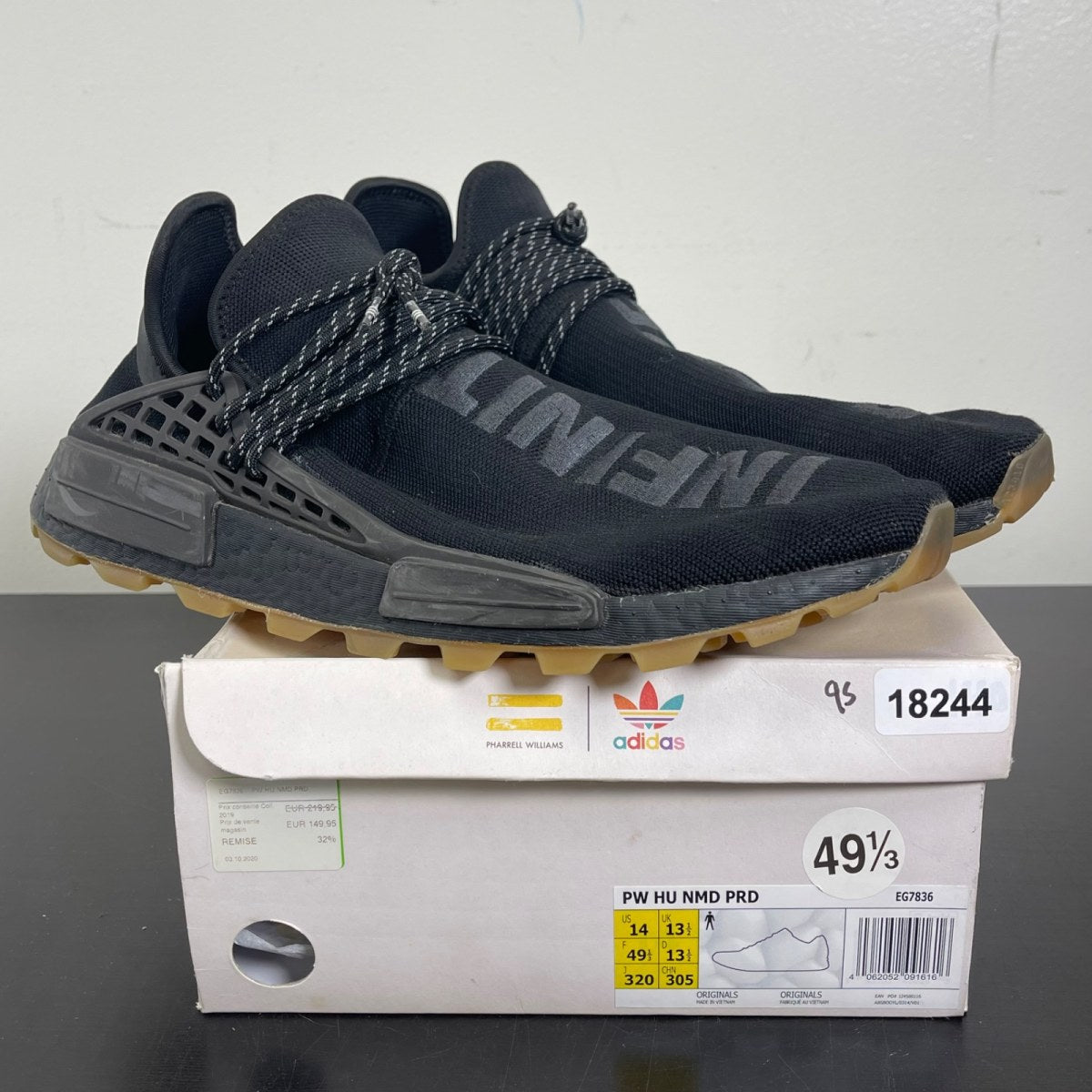 adidas NMD Hu Trail Pharrell Now Is Her Time Black 14 (Moderately Worn Pre-Owned)adidasCore Black/Utility Black/Gum - Image 1