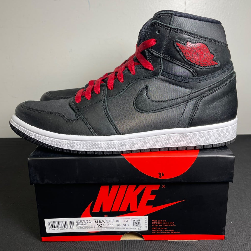 Jordan 1 Retro High Black Satin Gym Red (Size 10.5) - aux