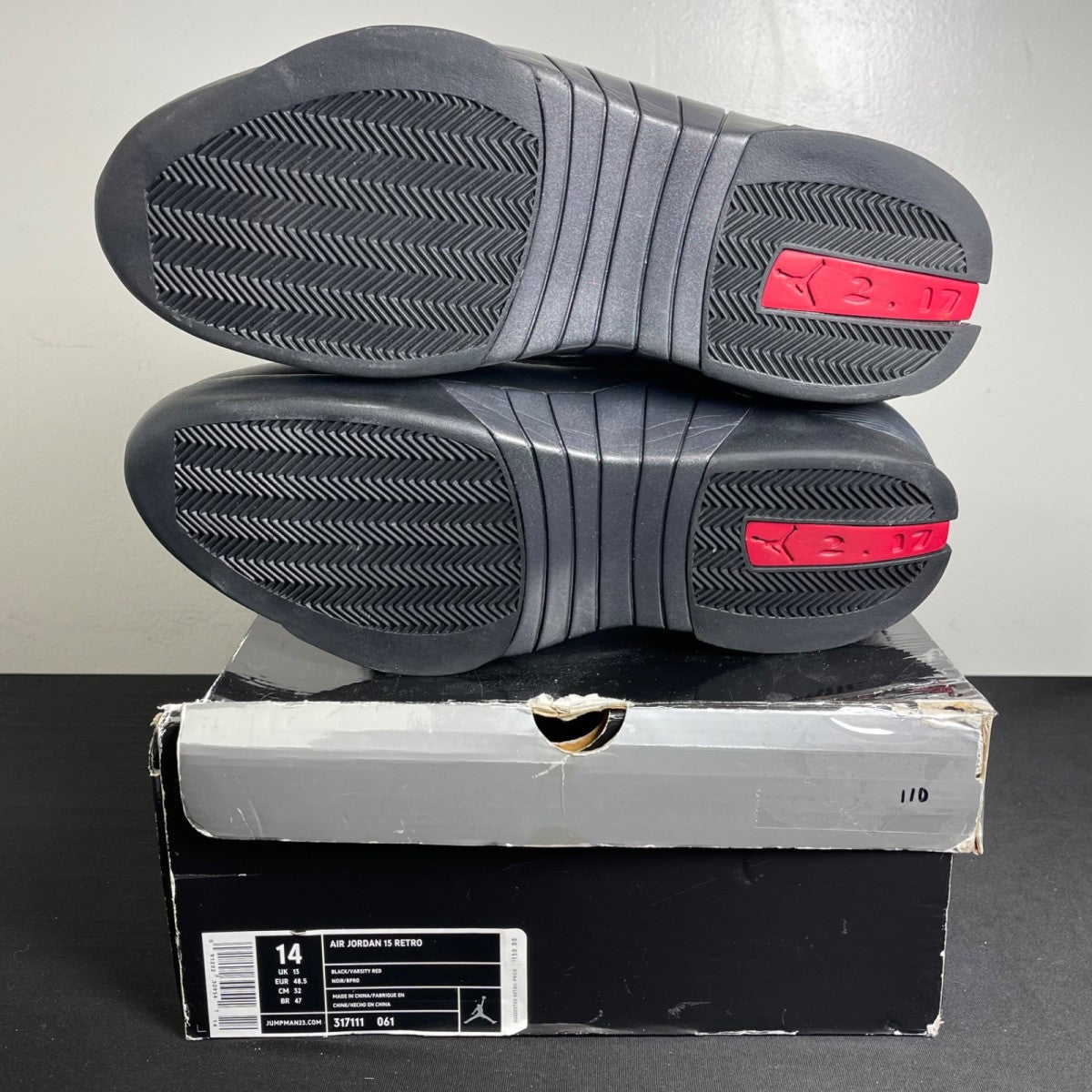 Jordan 15 Retro Black Varsity Red (Size 14) - Image 5