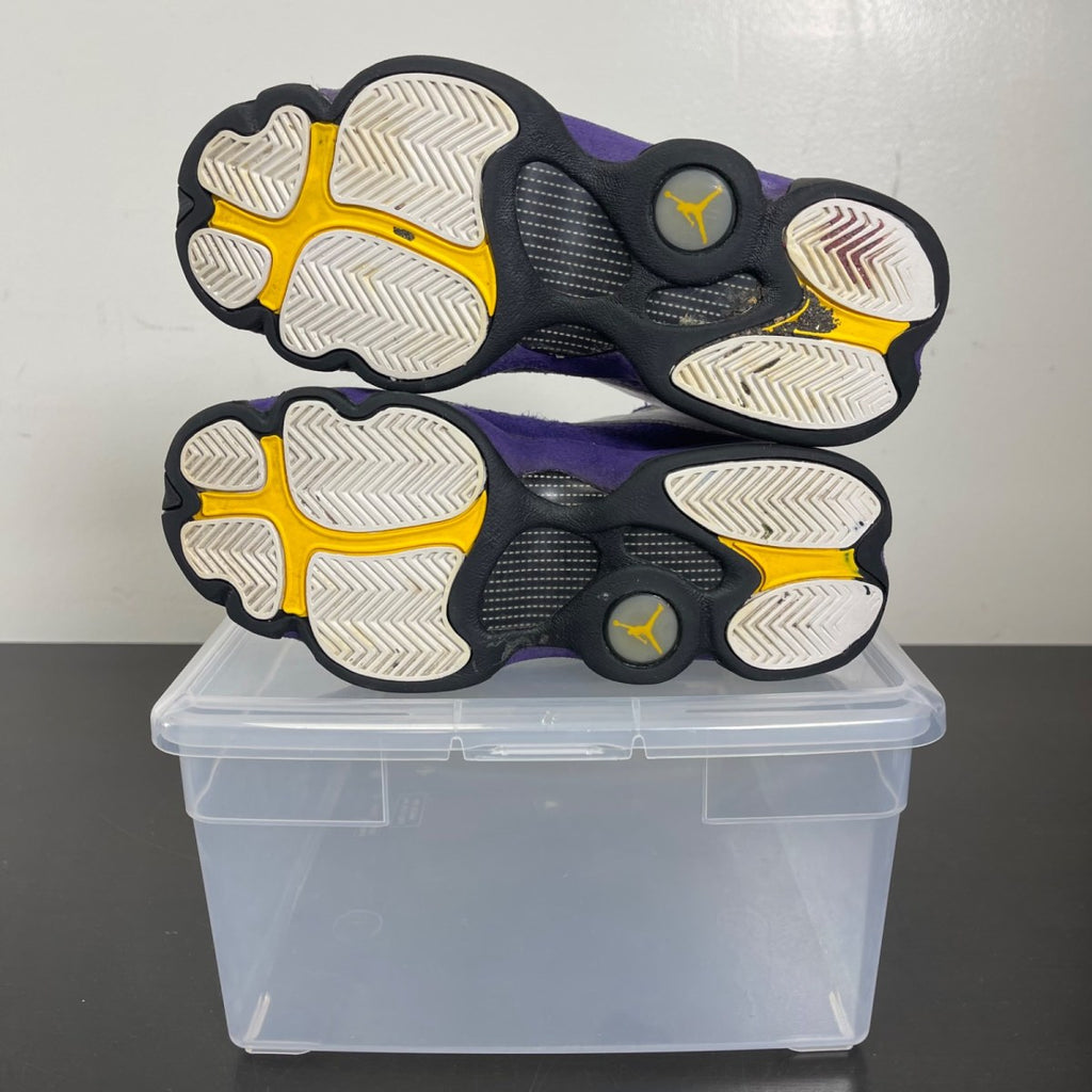 Jordan 13 Retro Lakers (GS) 4Y (Moderately Worn Pre-Owned)JordanWhite/Black-Court Purple-University Gold - Image 5