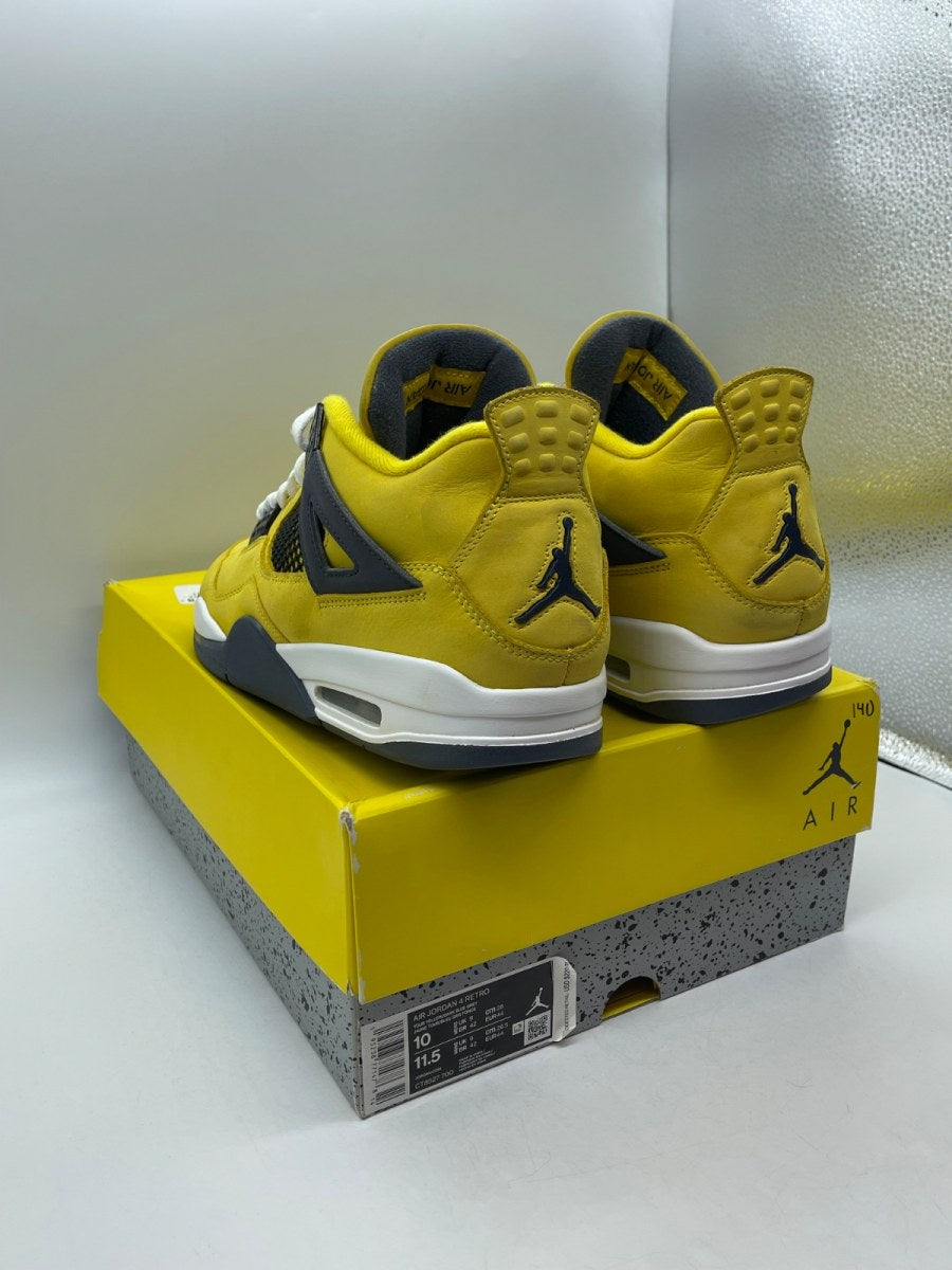 Jordan 4 Retro Lightning (2021) 10 (Moderately Worn Pre-Owned)JordanTour Yellow/White-Dark Blue Grey - Image 4