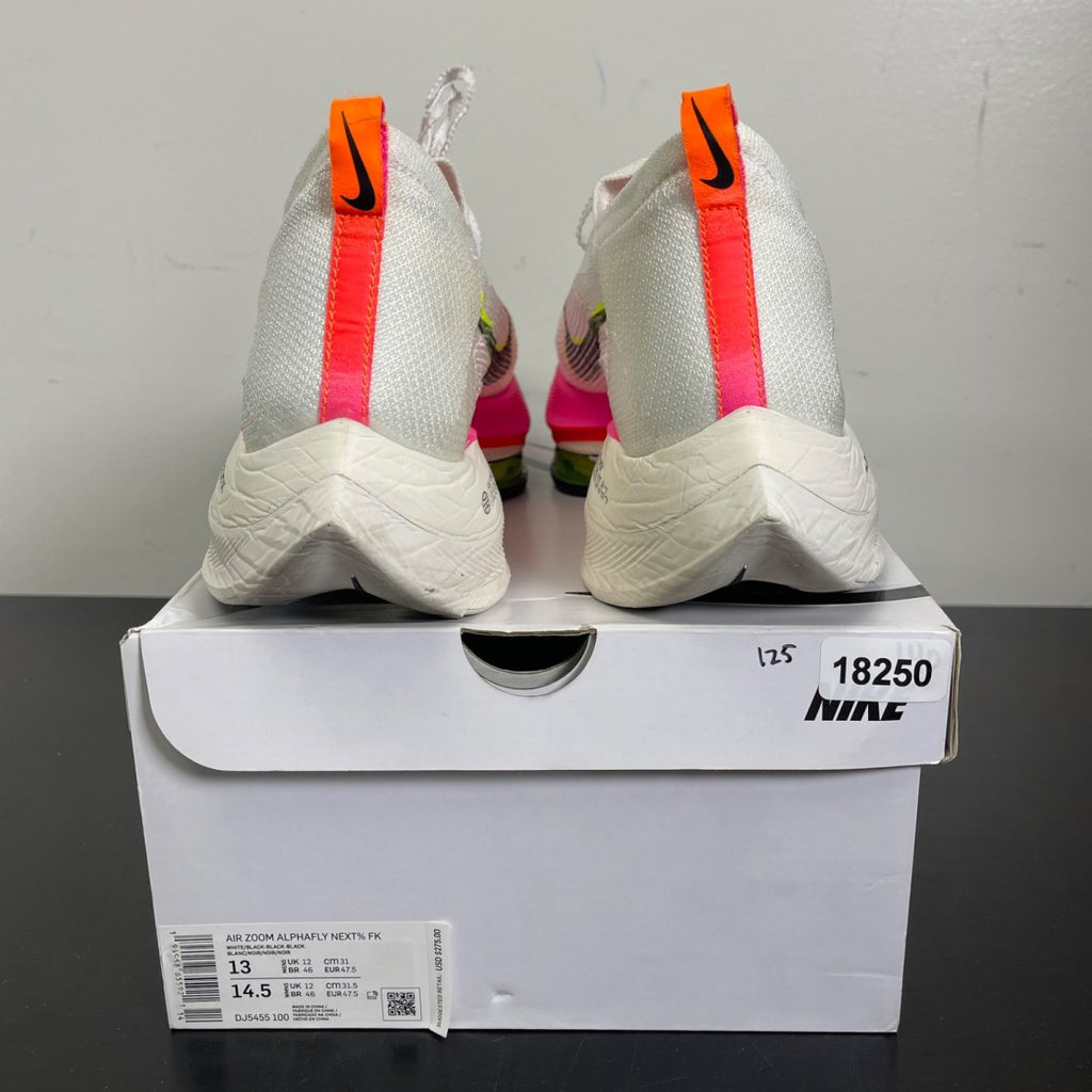 Nike Air Zoom Alphafly Next% Flyknit White Pink 13 (Moderately Worn Pre-Owned)NikeWhite/Black/Black/Black - Image 4