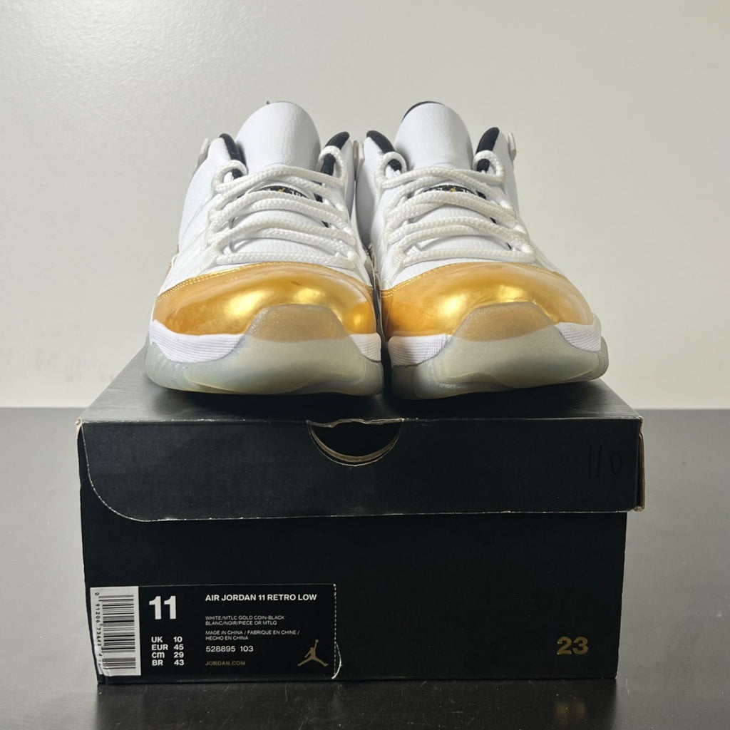 Jordan 11 Retro Low Closing Ceremony 11 (Lightly Worn Pre-Owned)JordanWhite/Metallic Gold Coin-Black - Image 2