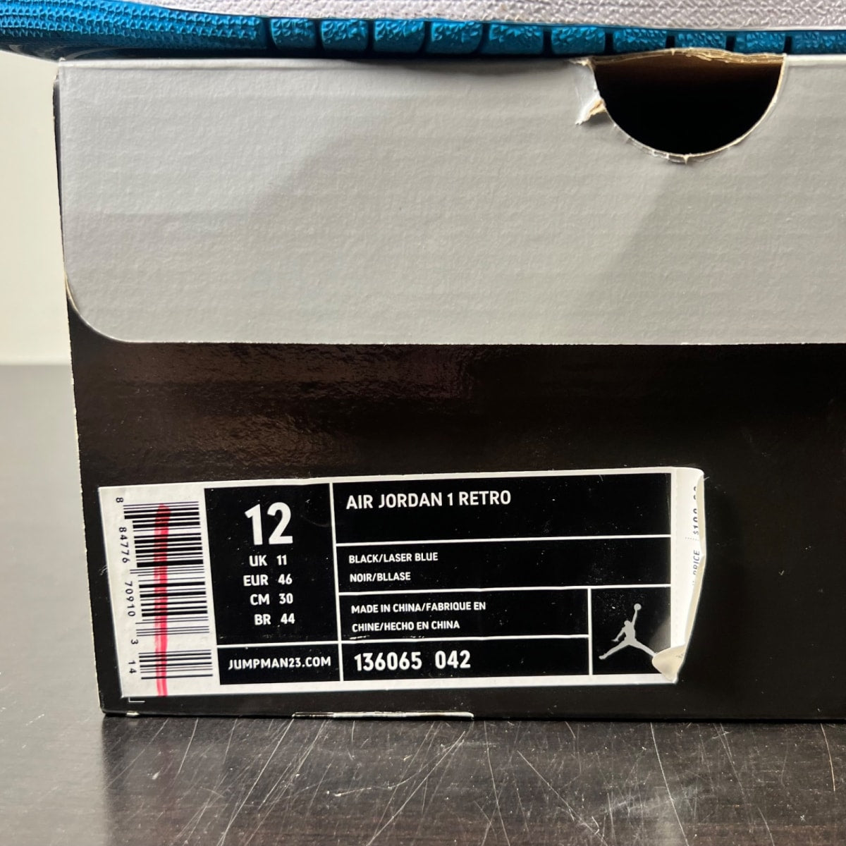 Jordan 1 Retro Polka Dot Laser Blue 12 (Lightly Worn Pre-Owned)JordanBlack/Laser Blue - Image 4