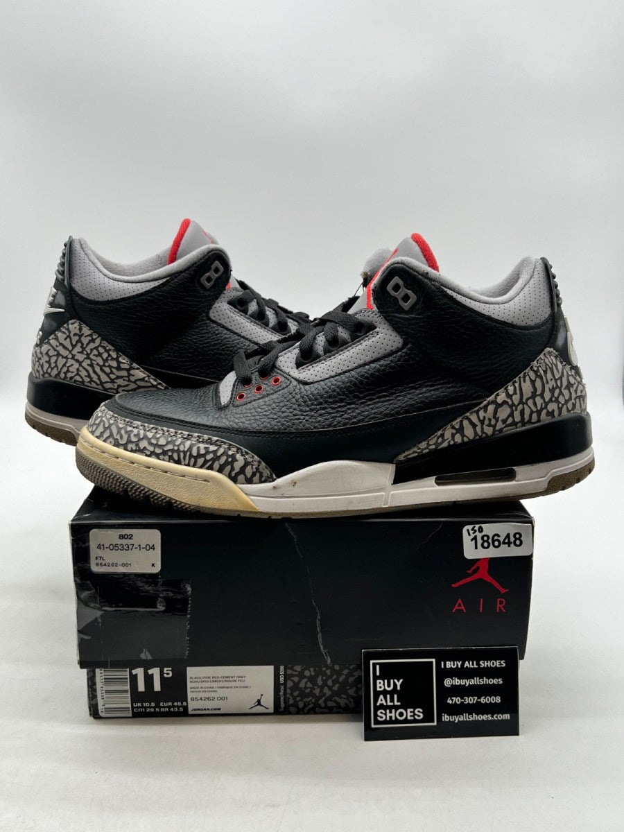 Jordan 3 Retro Black Cement (2018) 11.5 (Heavily Worn Pre-Owned) - Image 1