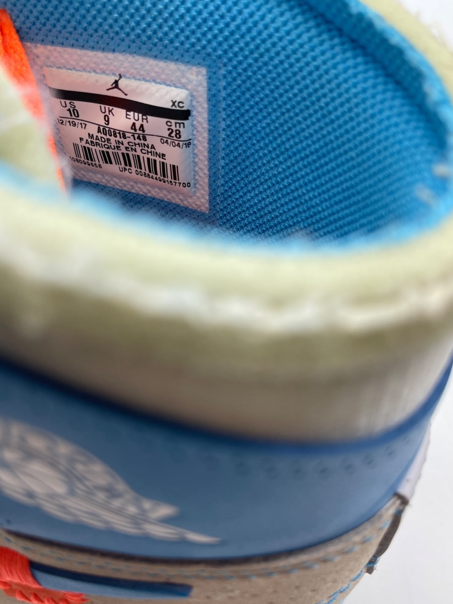 Jordan 1 Retro High Off-White University Blue 10 (Lightly Worn Pre-Owned) - Image 8