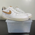 Nike Air Force 1 Low Removable Swoosh Pack White Vachetta Tan 10 (Moderately Worn Pre-Owned)NikeWhite/Obsidian-Vachetta Tan-White - Image 1