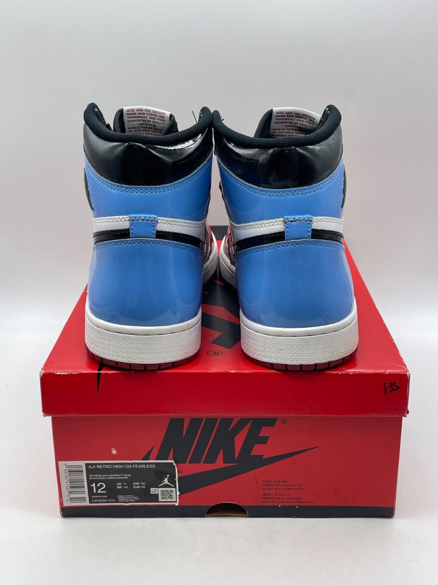 Jordan 1 Retro High Fearless UNC Chicago 12 (Moderately Worn Pre-Owned)JordanWhite/University Blue-Varsity Red-Black - Image 3