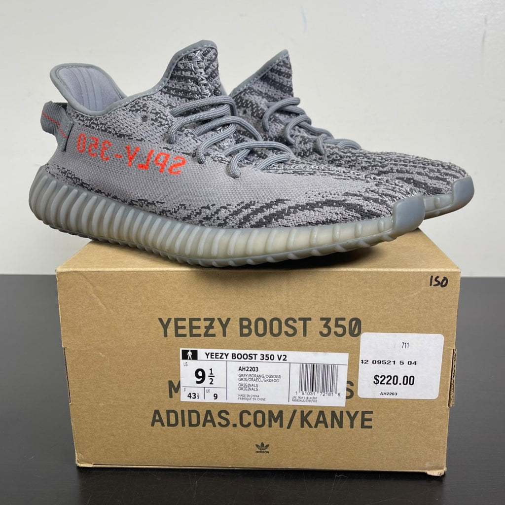 adidas Yeezy Boost 350 V2 Beluga 2.0 9.5 (Moderately Worn Pre-Owned)adidasGrey/Bold Orange/Dark Solid Grey - Image 1