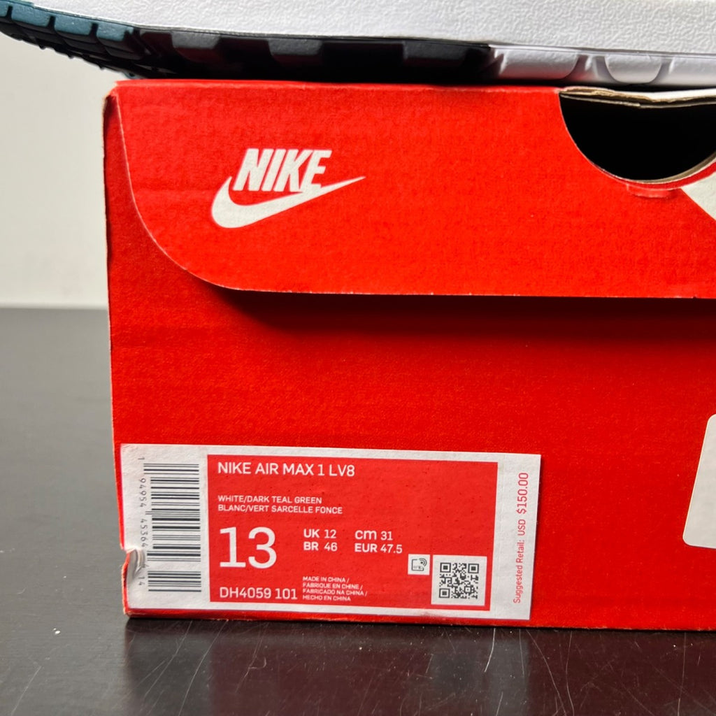 Nike Air Max 1 Dark Teal Green 13 (Lightly Worn Pre-Owned)NikeWhite/Dark Teal Green-Wolf Grey-Black - Image 4