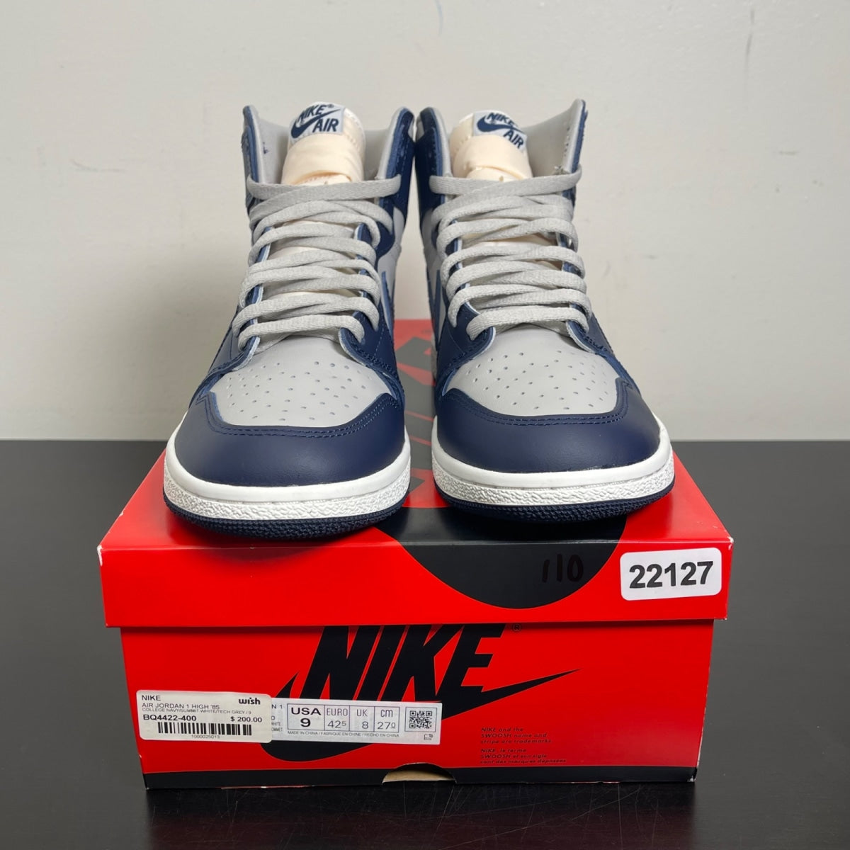 Jordan 1 Retro High '85 Georgetown 9 (Moderately Worn Pre-Owned)JordanCollege Navy/Summit White-Tech Grey - Image 2