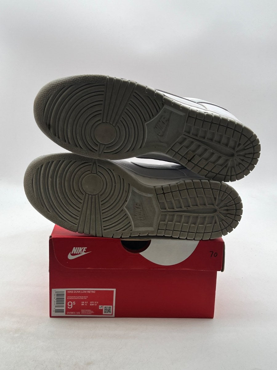 Nike Dunk Low Retro White Pure Platinum 9.5 (Moderately Worn Pre-Owned)NikeWhite/Pure Platinum - Image 8