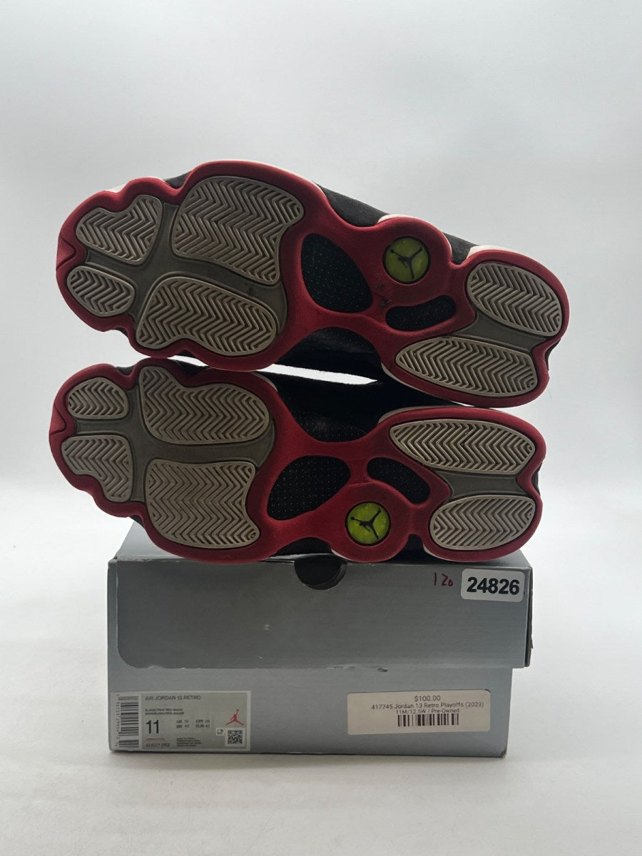 Jordan 13 Retro Playoffs (2023) 11 (Heavily Worn Pre-Owned)JordanBlack/Varsity Red-White-Vibrant Yellow - Image 8
