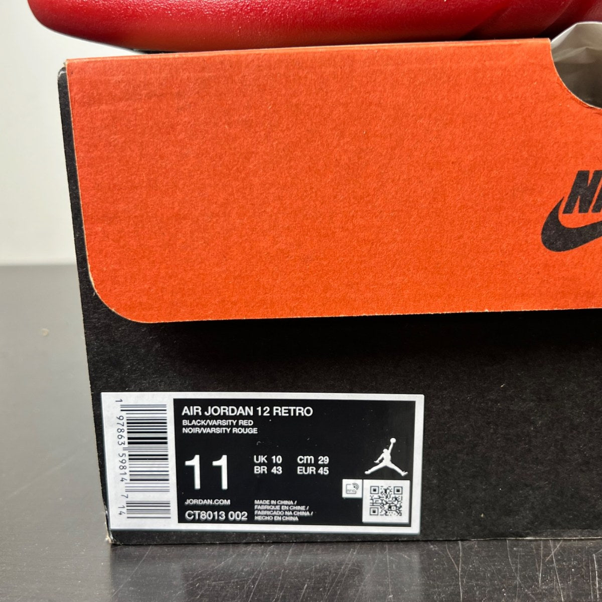 Jordan 12 Retro Flu Game (2025) 11 (Lightly Worn Pre-Owned)JordanBlack/Varsity Red - Image 4