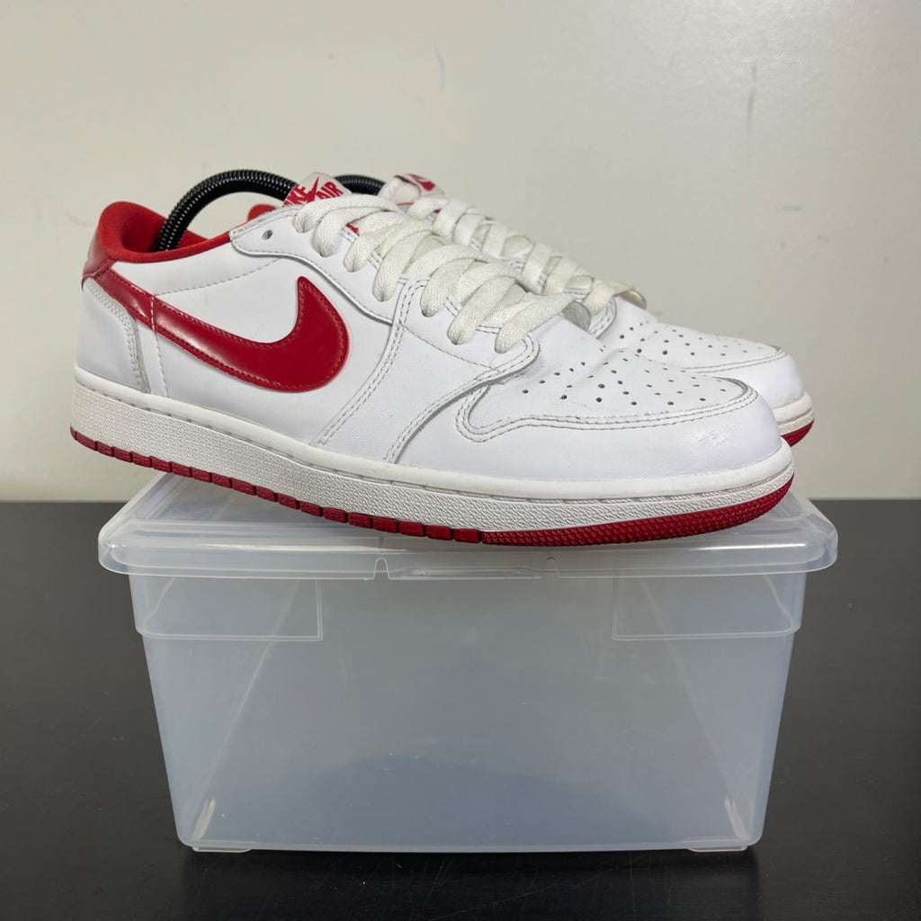 Jordan 1 Retro Low White Varsity Red 9.5 (Moderately Worn Pre-Owned)JordanWhite/Varsity Red-White - Image 1