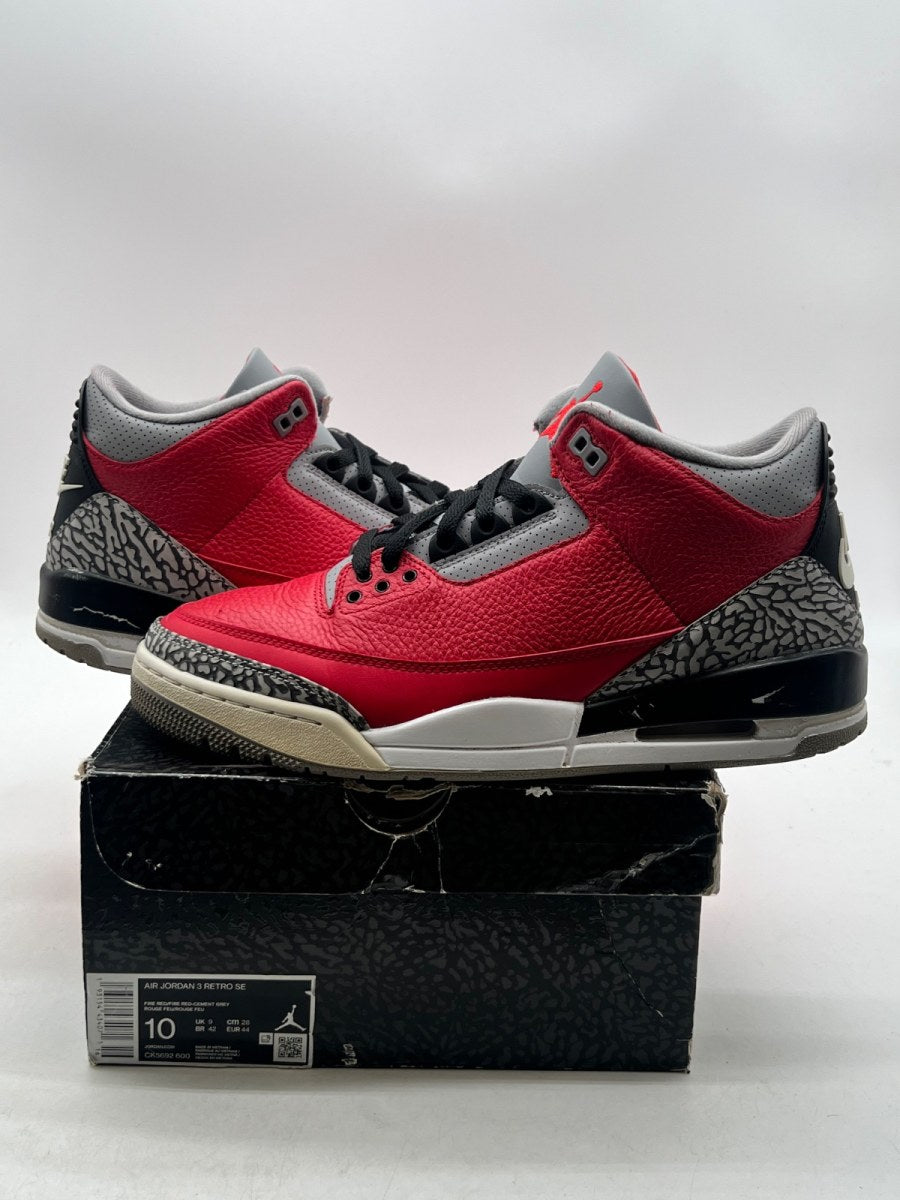 Jordan 3 Retro SE Unite 10 (Moderately Worn Pre-Owned)JordanFire Red/Fire Red-Cement Grey-Black - Image 1
