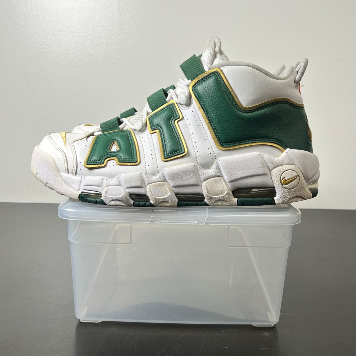 Nike Air More Uptempo Atlanta 12 (Heavily Worn Pre-Owned)NikeWhite/Gorge Green-Metallic Gold - Image 5
