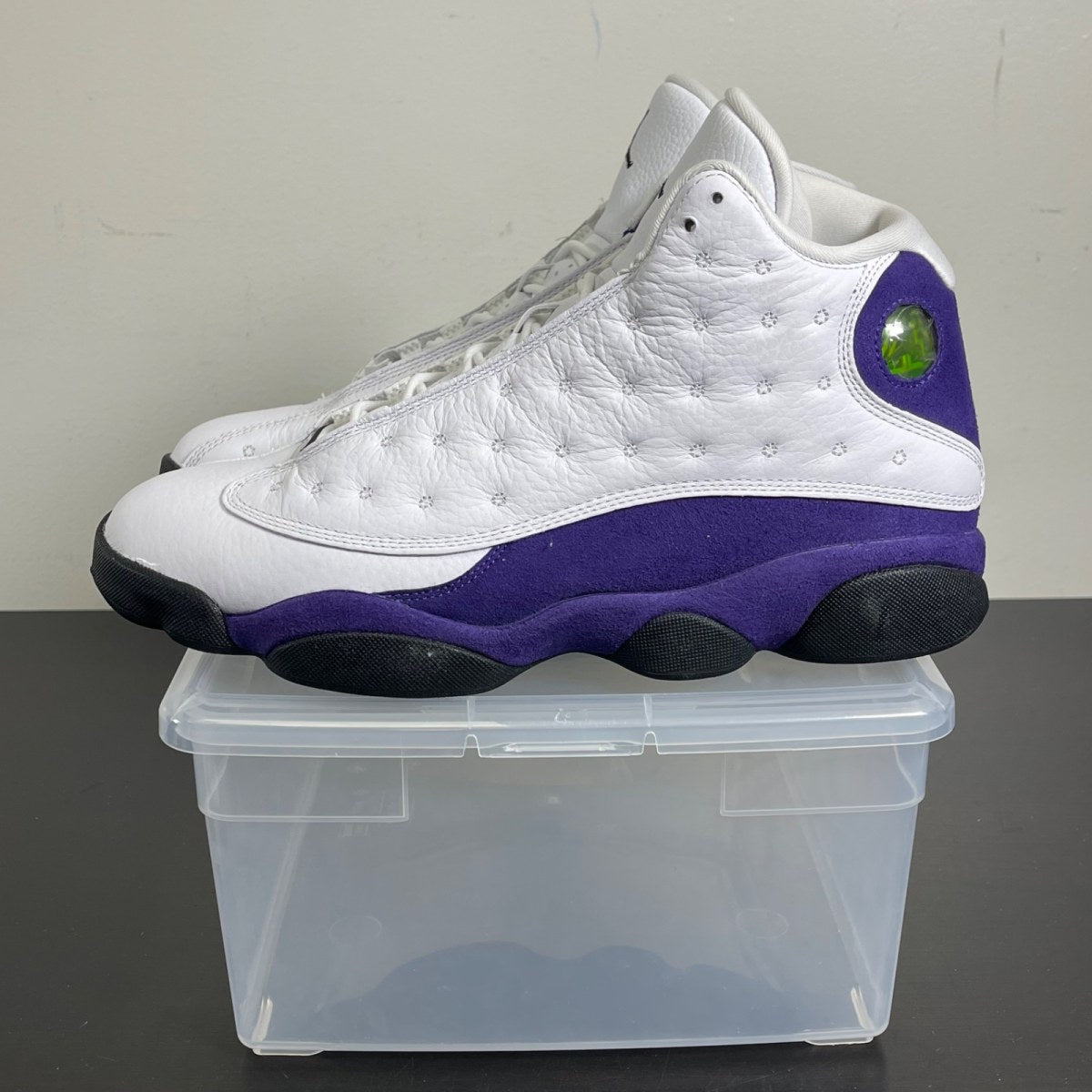 Jordan 13 Retro Lakers 10.5 (Moderately Worn Pre-Owned)JordanWhite/Black-Court Purple-University Gold - Image 3