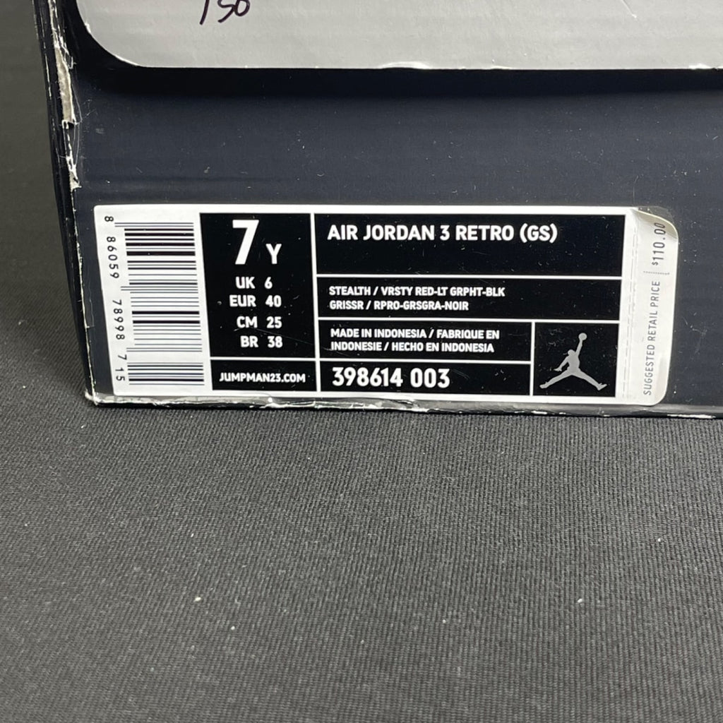 Air Jordan 3 Retro GS 'Stealth' (Size 7) - Image 7