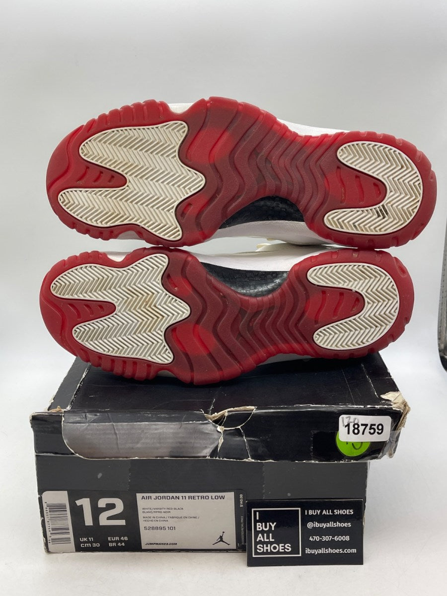 Jordan 11 Retro Low White Red (2012) 12 (Heavily Worn Pre-Owned) - Image 7