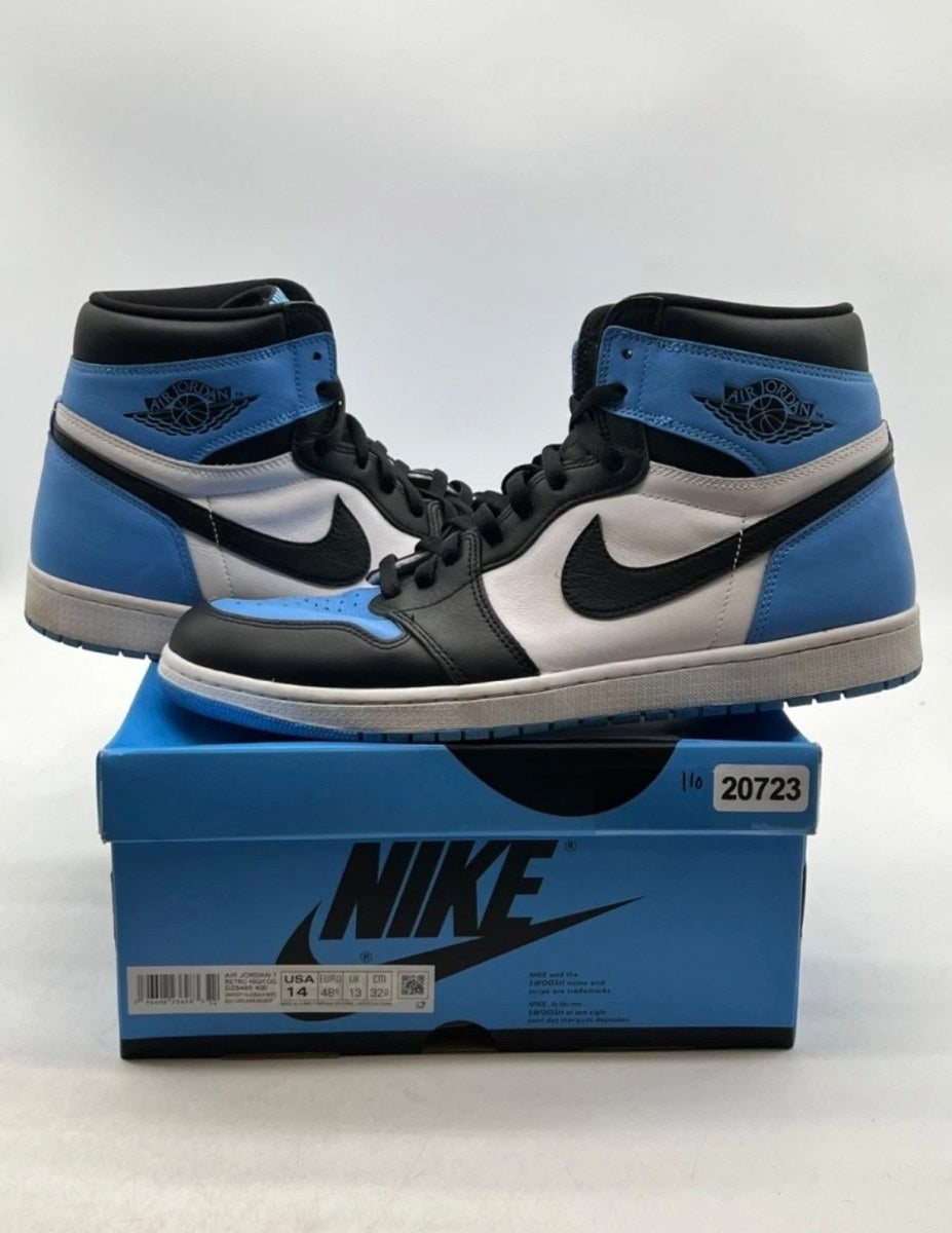 Jordan 1 Retro High OG UNC Toe 14 (Moderately Worn Pre-Owned)JordanUniversity Blue/Black/White - Image 1