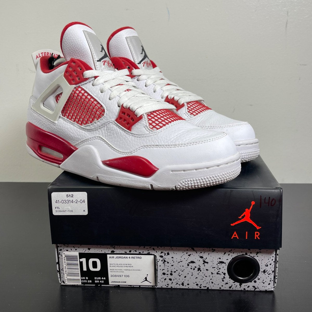 Jordan 4 Retro Alternate 89 10 (Moderately Worn Pre-Owned)JordanWhite/Black-Gym Red - Image 1